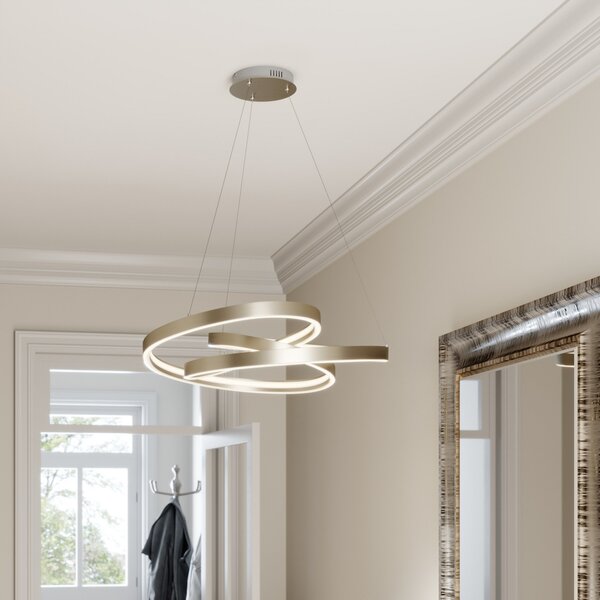 Lucande LED κρεμαστό φωτιστικό Gunbritt, Ø 80 cm, ασημί, ρυθμιζόμενο, ρυθμιζόμενος, Μεταλλικό, Σαλόνι / τραπεζαρία, Αλουμίνιο, σύγχρονο