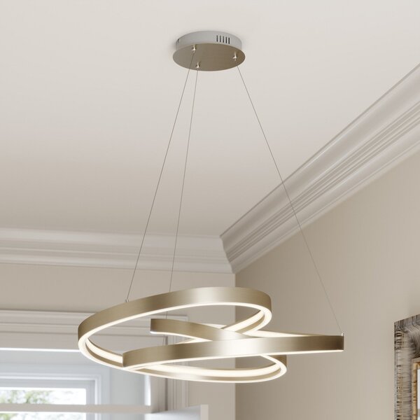 Lucande LED κρεμαστό φωτιστικό Gunbritt, Ø 80 cm, ασημί, ρυθμιζόμενο, ρυθμιζόμενος, Μεταλλικό, Σαλόνι / τραπεζαρία, Αλουμίνιο, σύγχρονο