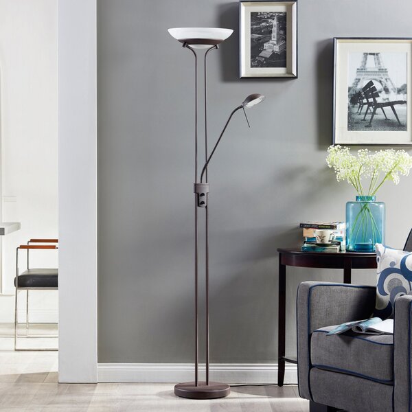 Lindby LED φωτιστικό δαπέδου Yveta, σκουριασμένο, μεταλλικό, με δυνατότητα, ρυθμιζόμενος, Καφέ / Σκουριάς, Σαλόνι / τραπεζαρία, Μέταλλο, Εξοχική κατοικία / Ρουστίκ, Φως ανάγνωσης