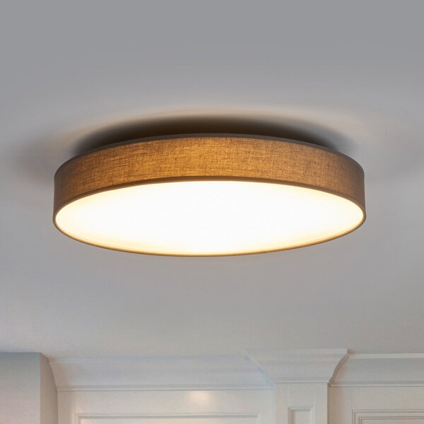 Lindby LED φωτιστικό οροφής Saira, Ø 50 cm, γκρι, ύφασμα, Γκρι, Σαλόνι / τραπεζαρία, Ύφασμα / Κλωστοϋφαντουργία, σύγχρονο