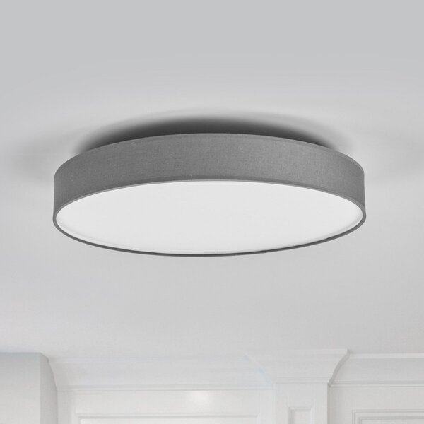 Lindby LED φωτιστικό οροφής Saira, Ø 50 cm, γκρι, ύφασμα, Γκρι, Σαλόνι / τραπεζαρία, Ύφασμα / Κλωστοϋφαντουργία, σύγχρονο