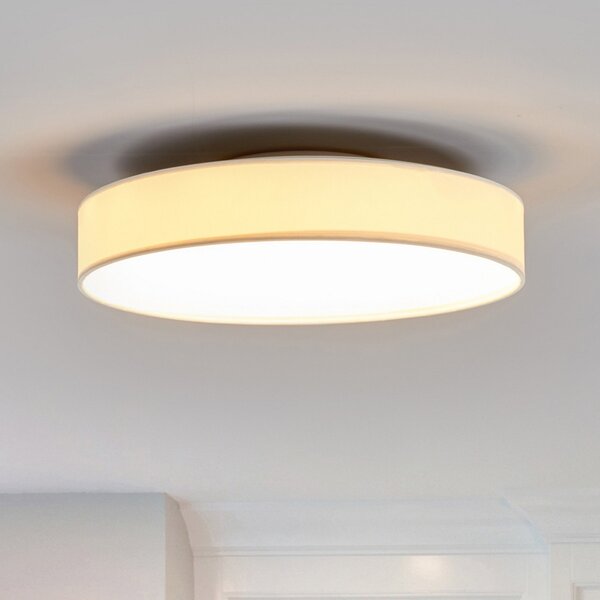 Lindby LED φωτιστικό οροφής Saira, Ø 40 cm, λευκό, ύφασμα, Λευκό, Σαλόνι / τραπεζαρία, Ύφασμα / Κλωστοϋφαντουργία, σύγχρονο