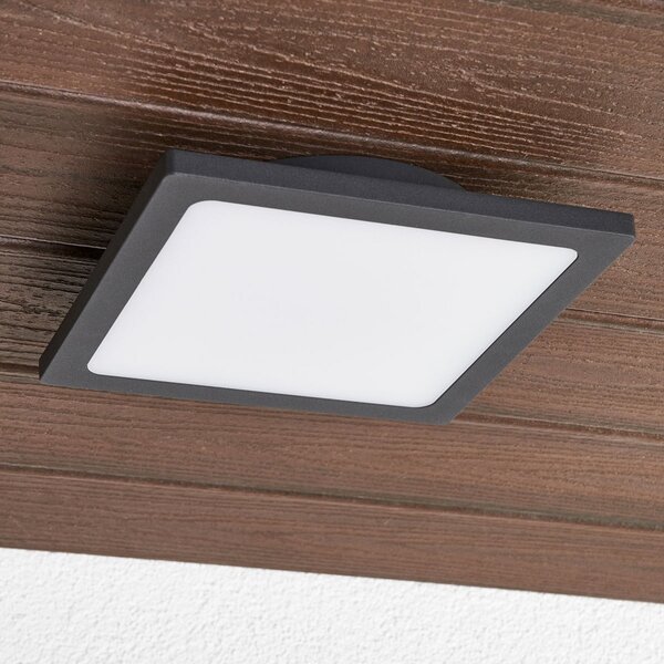 Lucande LED φωτιστικό οροφής εξωτερικού χώρου Mabella, 23 cm, ανθρακί, Μαύρο, Αλουμίνιο, σύγχρονο