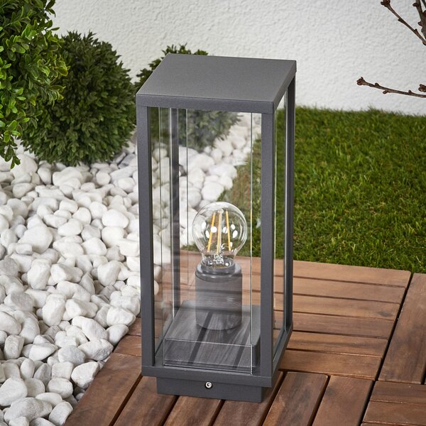 Lucande Annalea φωτιστικό βάθρο, 35 cm, ανθρακί, IP54, ρυθμιζόμενος, Μαύρο, Μέταλλο, σύγχρονο