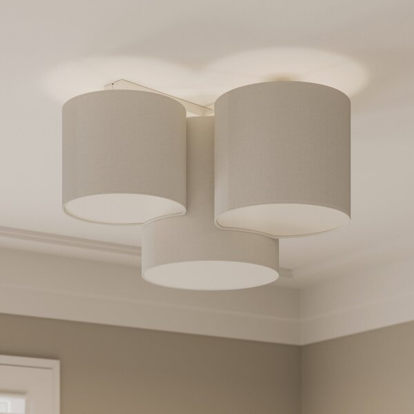 TK Lighting Φωτιστικό οροφής Mona με τρία φώτα, λευκό, ρυθμιζόμενος, Λευκό, υπνοδωμάτιο, Ύφασμα / Κλωστοϋφαντουργία, σύγχρονο
