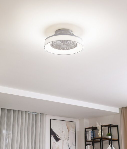 Lindby Ανεμιστήρας οροφής LED Mace, λευκός, αθόρυβος, CCT, ρυθμιζόμενος, Λευκό, Σαλόνι / τραπεζαρία, Πλαστικό, σύγχρονο