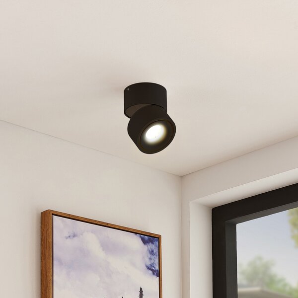 Arcchio LED-Deckenstrahler Rotari, 620lm, 1-flg., μαύρο, ρυθμιζόμενος, Μαύρο, Σαλόνι / τραπεζαρία, Αλουμίνιο, σύγχρονο