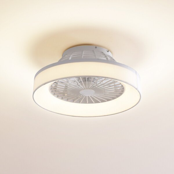 Lindby Ανεμιστήρας οροφής LED Mace, λευκός, αθόρυβος, CCT, ρυθμιζόμενος, Λευκό, Σαλόνι / τραπεζαρία, Πλαστικό, σύγχρονο