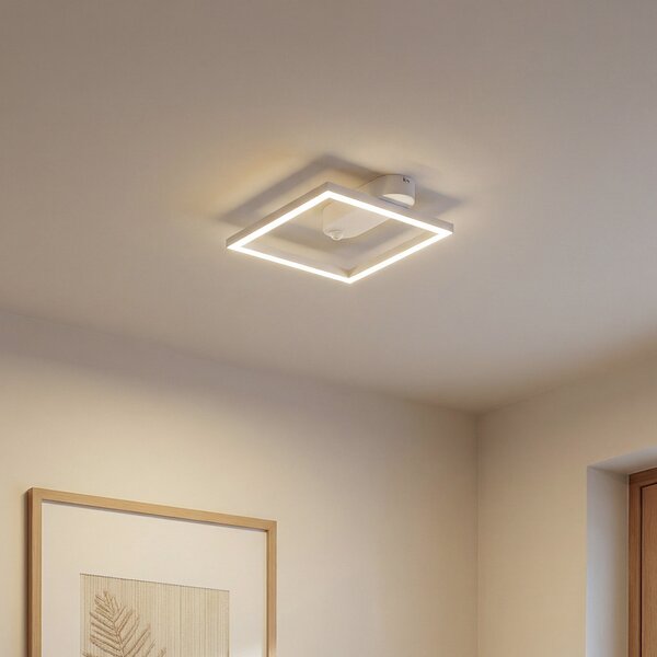 Lindby LED φωτιστικό οροφής Yulla, λευκό, ανιχνευτής κίνησης, Λευκό, Διάδρομος, Αλουμίνιο, σύγχρονο