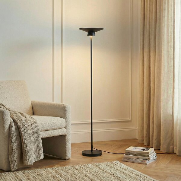 Lindby LED-Stehleuchte Norvind, μαύρο, μέταλλο, 1-φωτεινός, Μαύρο, Σαλόνι / τραπεζαρία, Μέταλλο, σύγχρονο