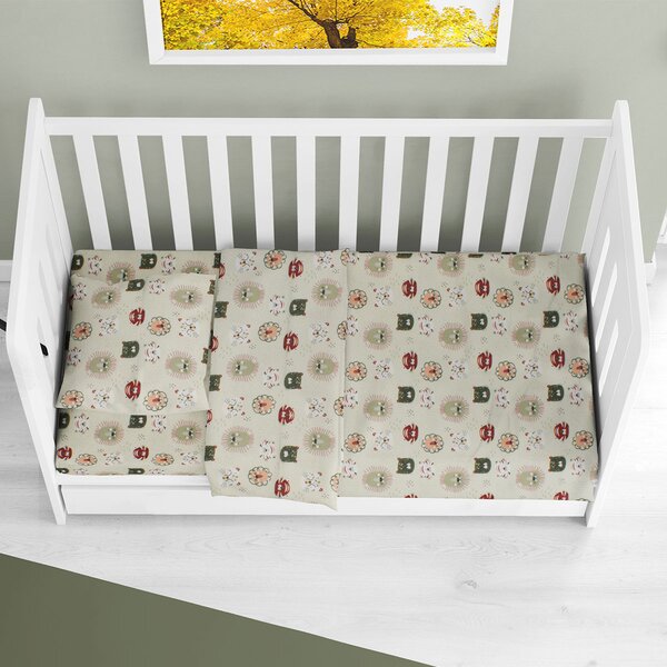 Σεντόνι Κούνιας Με Λάστιχο (70x140+15) Dimcol Big Cats 27 Light Olive