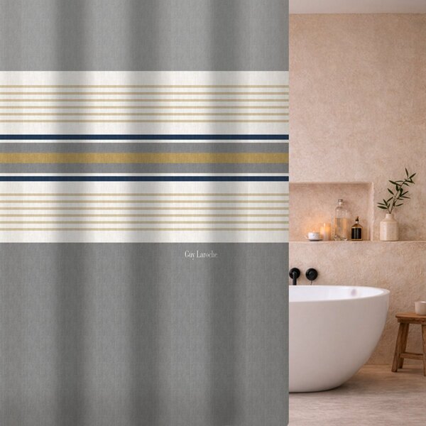 Κουρτίνα Μπάνιου (180x185) Με Τρουκς Guy Laroche Pinstripe Grey