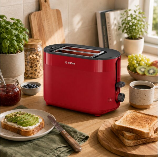 Φρυγανιέρα Bosch MyMoment Compact TAT2M124 με ισχύ 950W και χωρητικότητα 2 φέτες ψωμιού - Red