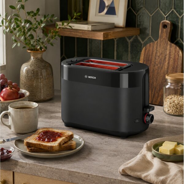 Compact Φρυγανιέρα Bosch MyMoment TAT2M123 με ισχύ 950W και χωρητικότητα 2 φέτες ψωμιού - Black