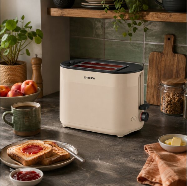 Compact Φρυγανιέρα Bosch MyMoment TAT2M123 με ισχύ 950W και χωρητικότητα 2 φέτες ψωμιού - Beige