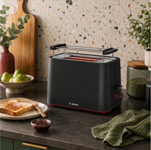 Compact Φρυγανιέρα Bosch MyMoment TAT3M123 με ισχύ 950W και χωρητικότητα 2 φέτες ψωμιού - Black