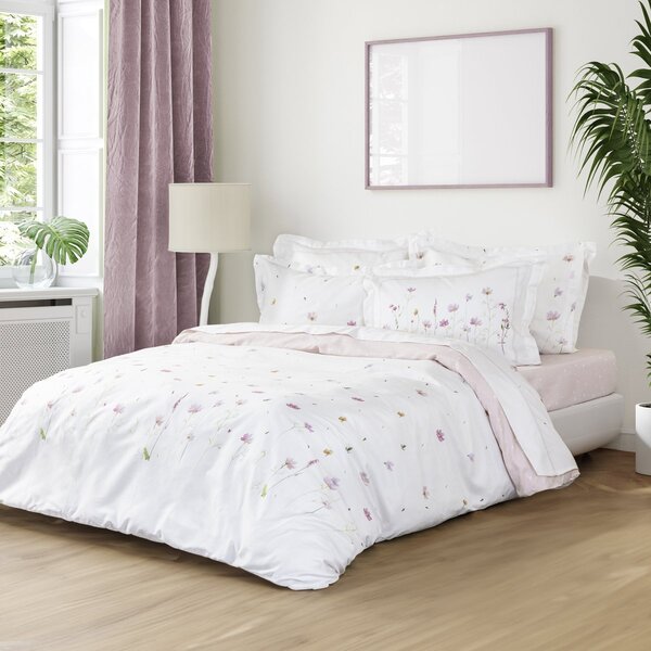 Σεντόνια King Size (Σετ) Nima Everbloom Εκρού,Ροζ Χωρίς Λάστιχο 270x280