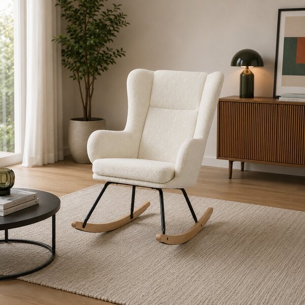 Κουνιστή Πολυθρόνα Μπουκλέ (69x93x101) Spitishop Ancona White