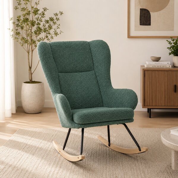 Κουνιστή Πολυθρόνα Μπουκλέ (69x93x101) Spitishop Ancona Green