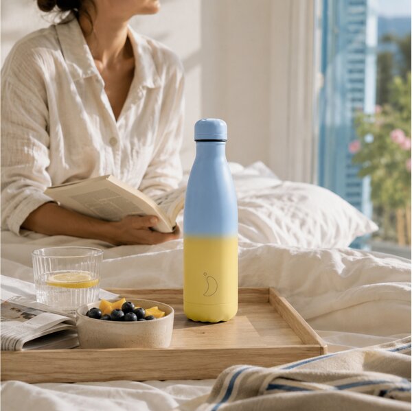 Μπουκάλι Θερμός Original Gradient Chilly's με χωρητικότητα 500ml και διατήρηση θερμοκρασίας 12h ζεστό / 24h κρύο - Sky