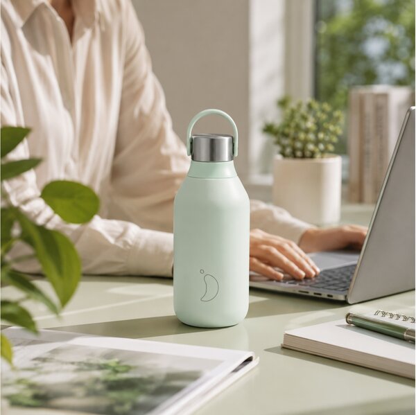 Μπουκάλι Θερμός Series 2 Chilly's με χωρητικότητα 350ml και διατήρηση θερμοκρασίας 12h ζεστό / 24h κρύο - Lichen Green