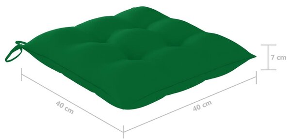 Καρέκλες Κήπου 2 τεμ. από Μασίφ Ξύλο Teak με Πράσινα Μαξιλάρια - Πράσινο