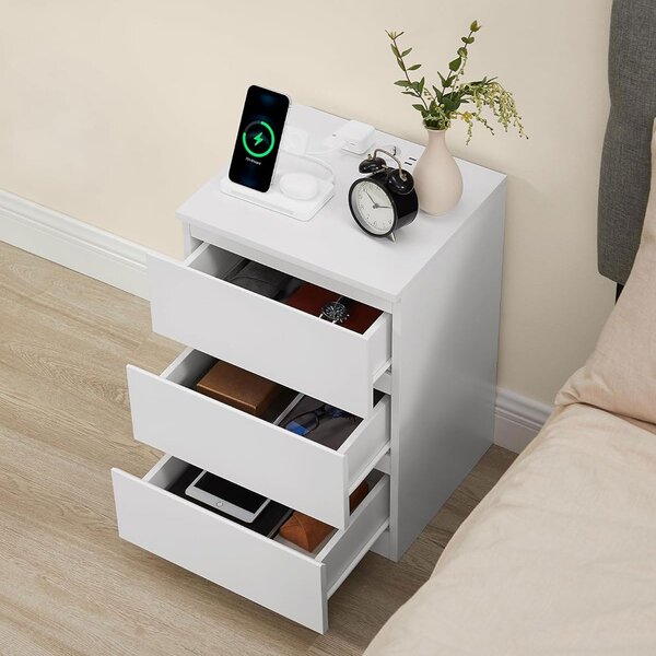 Κομοδίνο Με Ενσωματωμένες Πρίζες & USB (40x35x59) Vasagle LET631W14V2