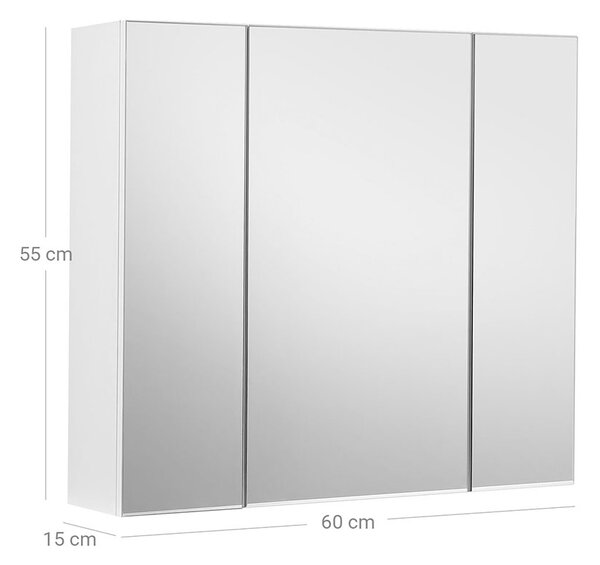 Καθρέφτης Μπάνιου Με Ντουλάπια (60x15x55) Vasagle BBK22WTV1