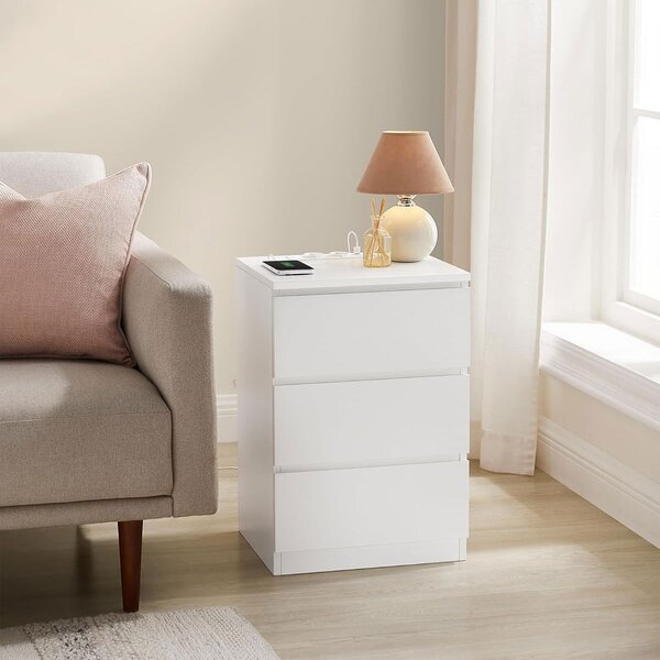 Κομοδίνο Με Ενσωματωμένες Πρίζες & USB (40x35x59) Vasagle LET631W14V2