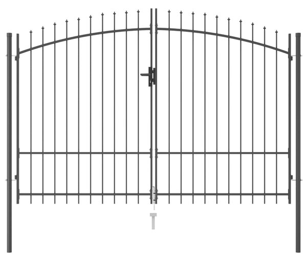 VidaXL Καγκελόπορτα Διπλή με Ακίδες Μαύρη 3 x 2 μ. Ατσάλινη