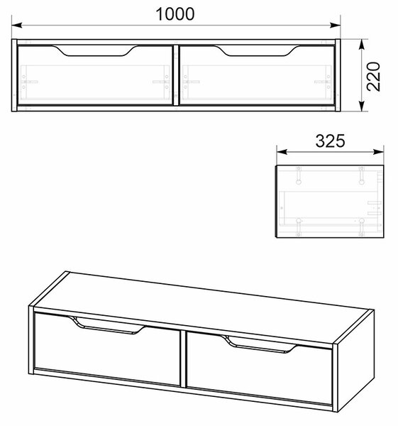 ΚΟΝΣΟΛΑ-ΤΟΥΑΛΕΤΑ ALBERTO PAKOWORLD ΚΡΕΜΑΣΤΗ ΚΑΡΥΔΙ 100X32.5X22ΕΚ