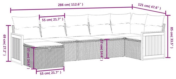 Σαλόνι Κήπου Σετ 7 τεμ. Μπεζ Συνθετικό Ρατάν με Μαξιλάρια - Μπεζ