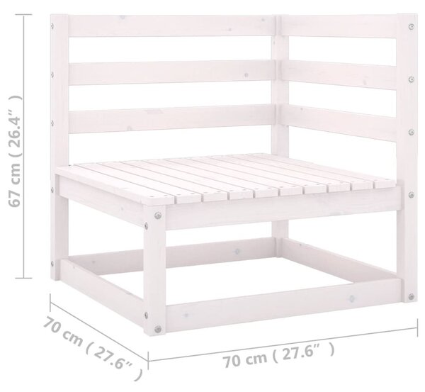 Καναπές Κήπου Τετραθέσιος από Μασίφ Ξύλο Πεύκου με Μαξιλάρια - Λευκό