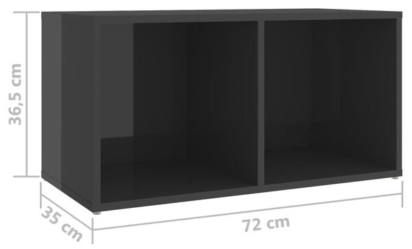 Έπιπλα Τηλεόρασης 2 τεμ. Γυαλ. Γκρι 72x35x36,5 εκ. Επεξ. Ξύλο - Γκρι