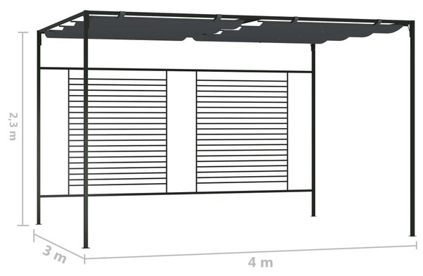 Πέργκολα με Πτυσσόμενη Οροφή Ανθρακί 4 x 3 x 2,3 μ. 180 γρ./μ² - Ανθρακί