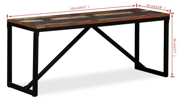 Πάγκος 110 x 35 x 45 εκ. από Μασίφ Ανακυκλωμένο Ξύλο - Πολύχρωμο