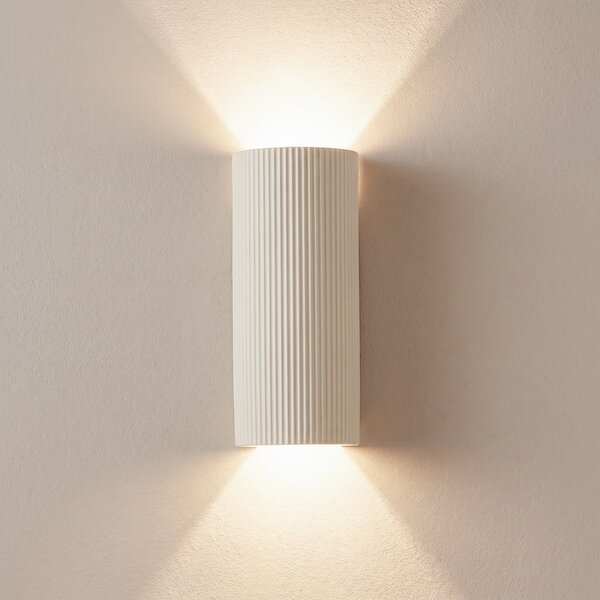 Lindby Φωτιστικό τοίχου Colja, στρογγυλό, ύψος 30,5 cm, γύψος, μπεζ, ρυθμιζόμενος, Μπεζ, Σαλόνι / τραπεζαρία, Γύψος / πηλός