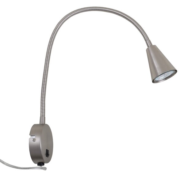 Briloner LED φωτιστικό τοίχου Tusa, νικέλιο, μέταλλο, 45cm, εύκαμπτος βραχίονας, Γκρι, υπνοδωμάτιο, Μέταλλο, σύγχρονο