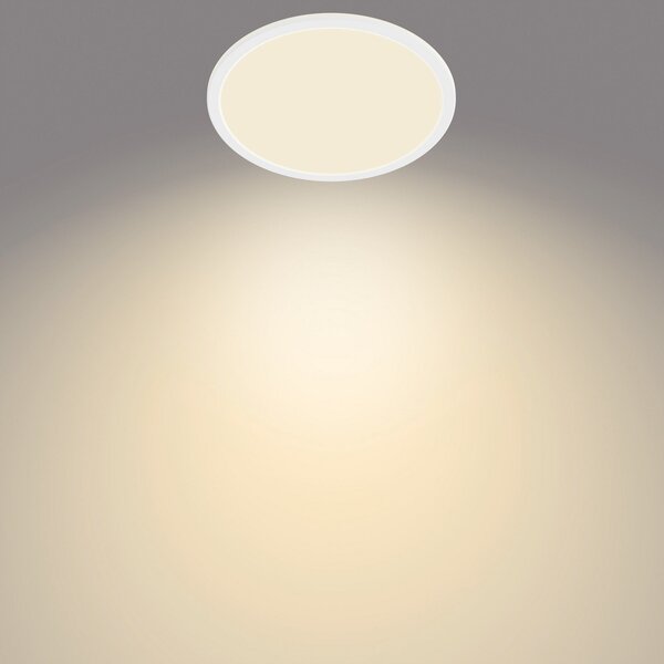 Philips SuperSlim LED IP44 2.700K Ø 24,5cm λευκό, ρυθμιζόμενος, Λευκό, Μπάνιο, Μέταλλο