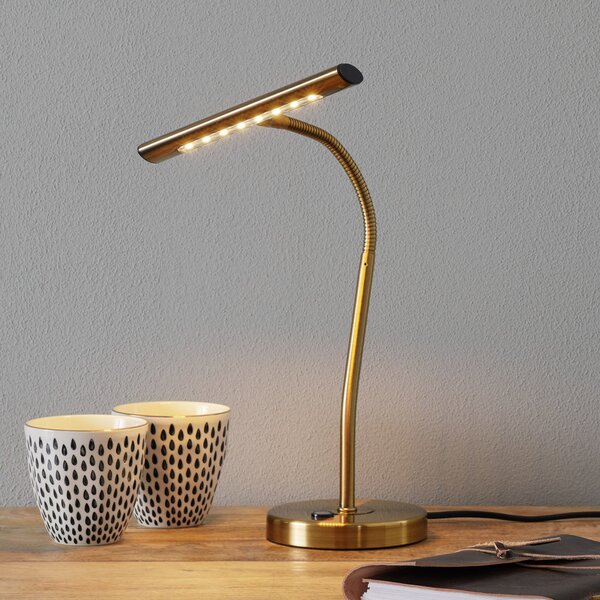 Trio Lighting Επιτραπέζιο φωτιστικό LED Curtis με δυνατότητα κάμψης, ορείχαλκος αντίκα, ρυθμιζόμενος, Μπρούτζινο / Αντικέ ορείχαλκου, Μελέτη / Γραφείο, Μέταλλο, σύγχρονο