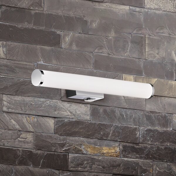 Trio Lighting Mattimo LED φωτιστικό τοίχου, πλάτος 40 cm, χρώμιο, διακόπτης, Μεταλλικό, Μπάνιο, Πλαστικό, σύγχρονο