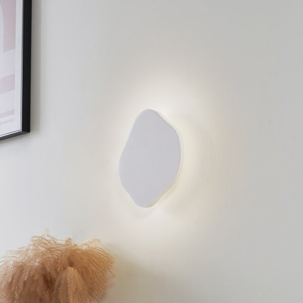 Lindby LED απλίκι τοίχου Nielson, λευκό, γύψος, 30 x cm, ρυθμιζόμενος, Λευκό, Σαλόνι / τραπεζαρία, Γύψος / πηλός, σύγχρονο