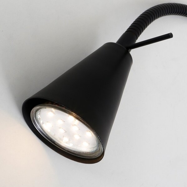 Briloner LED φωτιστικό τοίχου Tusa, μαύρο, μέταλλο, 45cm, εύκαμπτος βραχίονας, Μαύρο, υπνοδωμάτιο, Μέταλλο, σύγχρονο
