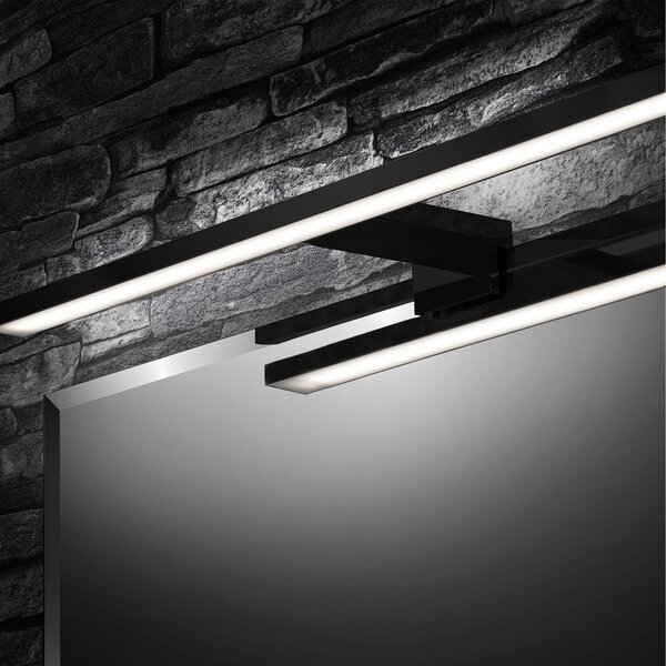 Briloner Φωτιστικό καθρέφτη LED Dun Brilo, IP44, πλάτος 60 cm, Μαύρο, Μπάνιο, Μέταλλο, σύγχρονο