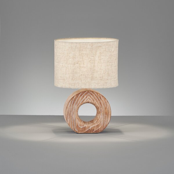 FISCHER & HONSEL Επιτραπέζιο φωτιστικό Hanke ύψος 31 cm σκιά άμμος, Ξύλου, υπνοδωμάτιο, Μέταλλο