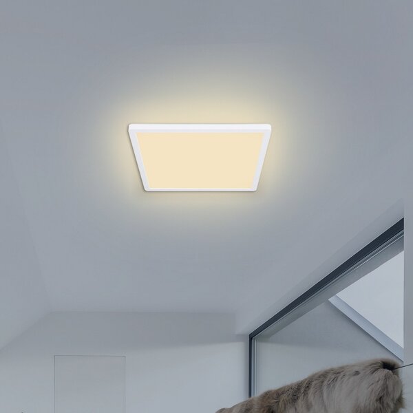 Globo Φωτιστικό οροφής LED Sapana, γωνιακό, dimmable, λευκό, ρυθμιζόμενος, Λευκό, Σαλόνι / τραπεζαρία, Πλαστικό, σύγχρονο