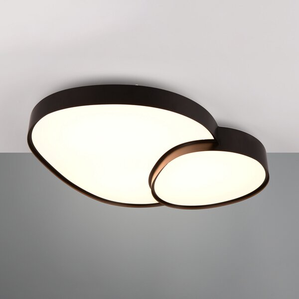 Trio Lighting Φωτιστικό οροφής LED Rise, μαύρο, 77 x 63 cm, CCT, dimmable, ρυθμιζόμενος, Μαύρο, Σαλόνι / τραπεζαρία, Μέταλλο, σύγχρονο