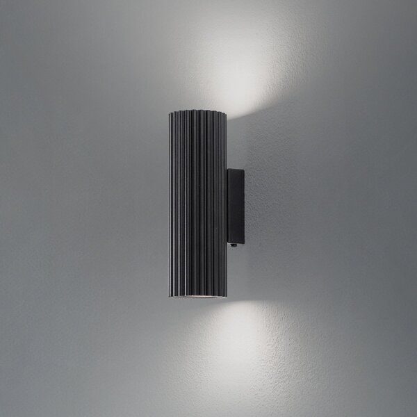 SOLLUX LIGHTING Φωτιστικό τοίχου Carbon, μαύρο, ύψος 20 cm, αλουμίνιο, 2-φωτο., ρυθμιζόμενος, Μαύρο, Σαλόνι / τραπεζαρία, Αλουμίνιο, σύγχρονο