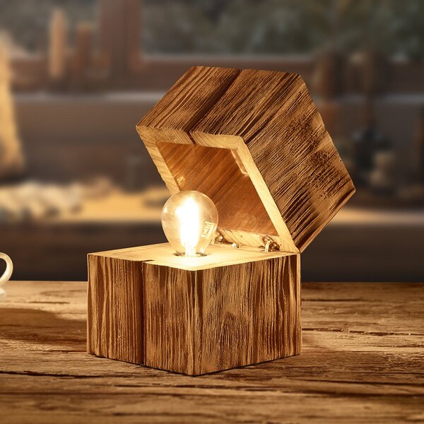 Trio Lighting Επιτραπέζιο φωτιστικό Treasure, φυσικό φινίρισμα, ξύλο, αρθρωτό, Ξύλου, Σαλόνι / τραπεζαρία, Ξύλο