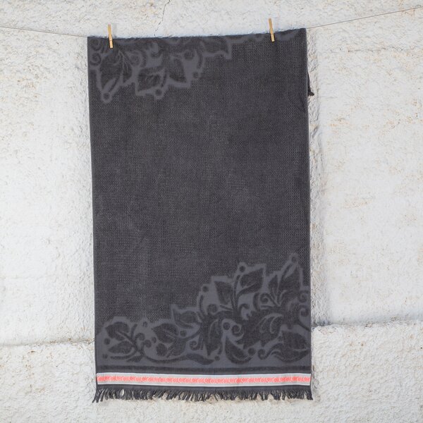 Πετσέτα Θαλάσσης (80x150) White Fabric Seamara Grey